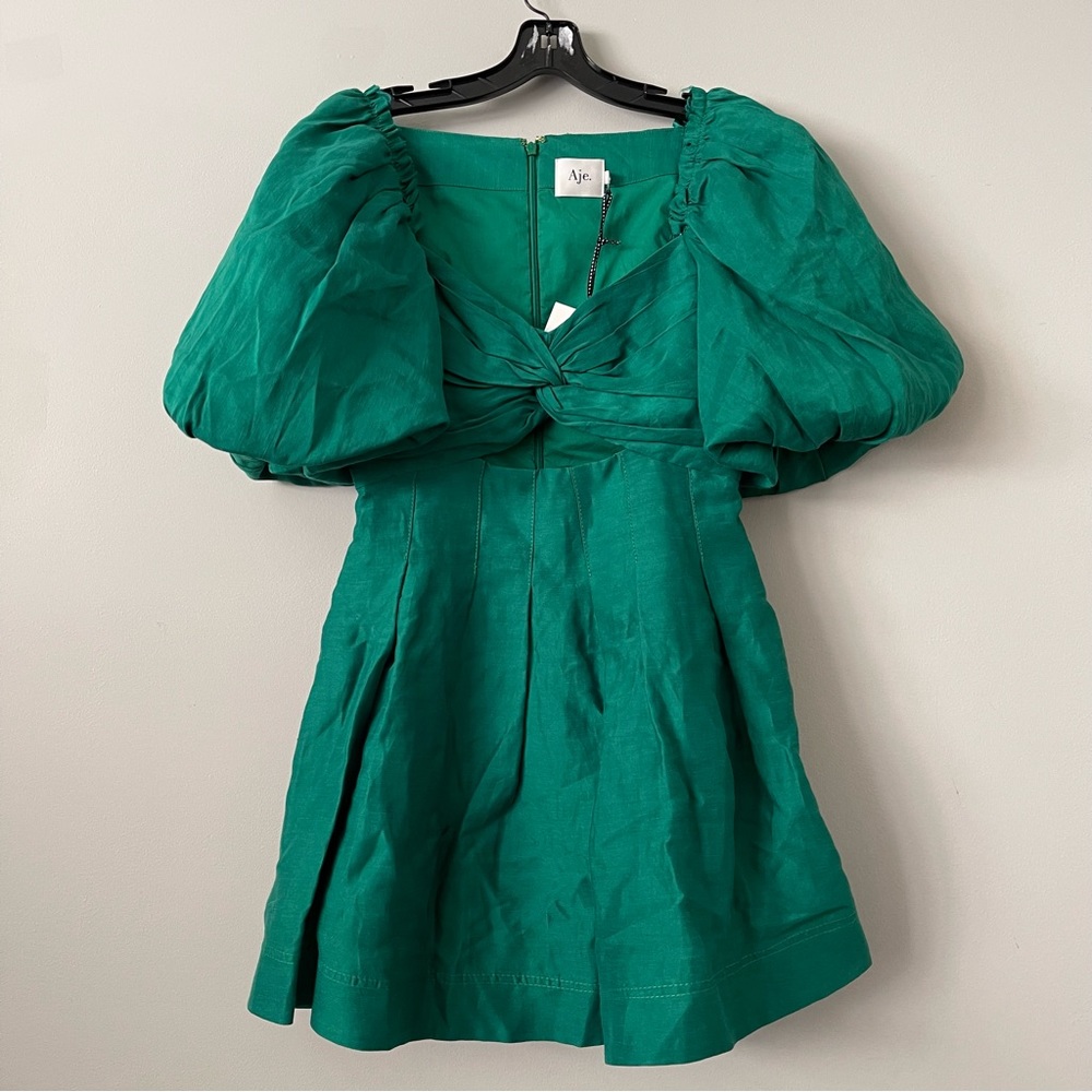 Aje Dusk Knot Puff Sleeve Mini Dress US Size 4 NWT